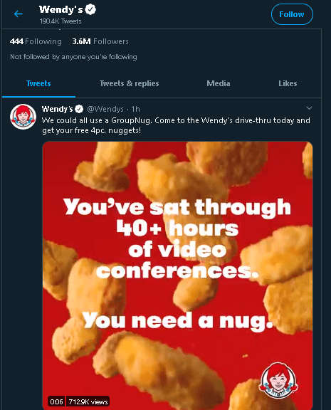 Grow Twitter Followers - Wendy's Tweet