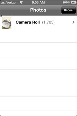 Adding images from camera roll