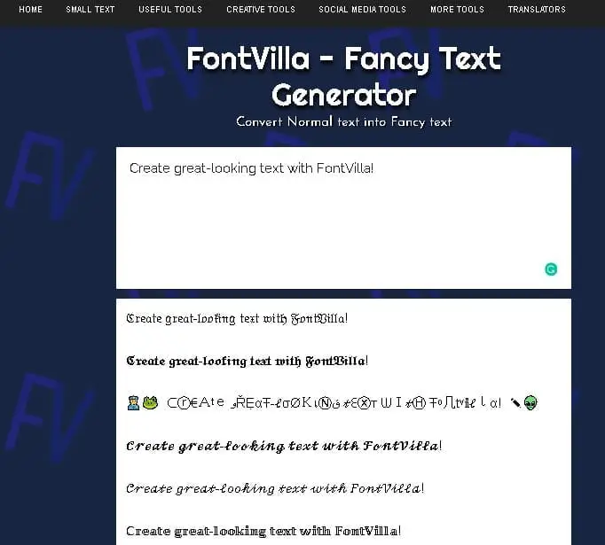 FontVilla Fancy Instagram Fonts Generator