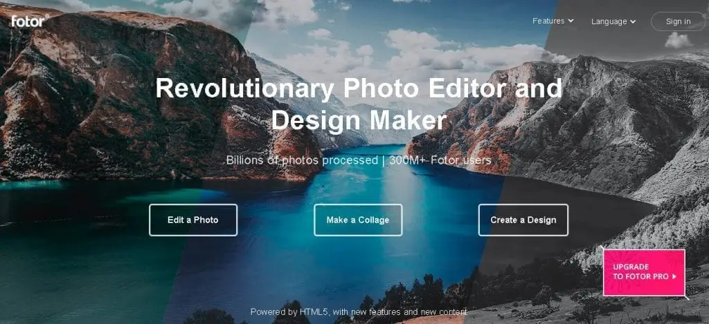 Free image creation tools - Fotor