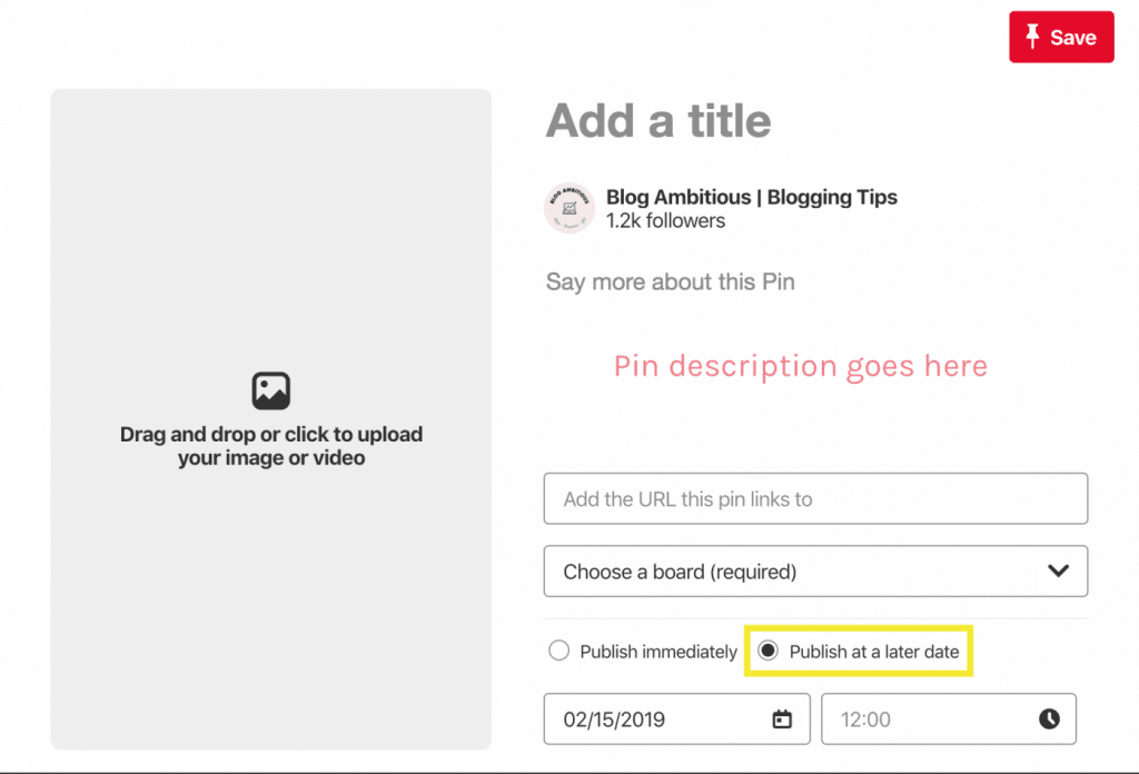 How to schedule and post pins at a later date