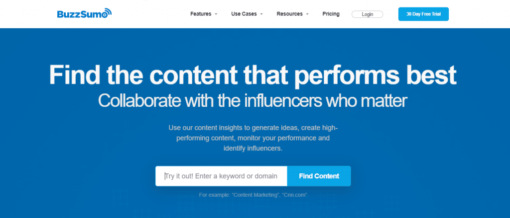 Buzzsumo is one of the most popular social media marketing tools